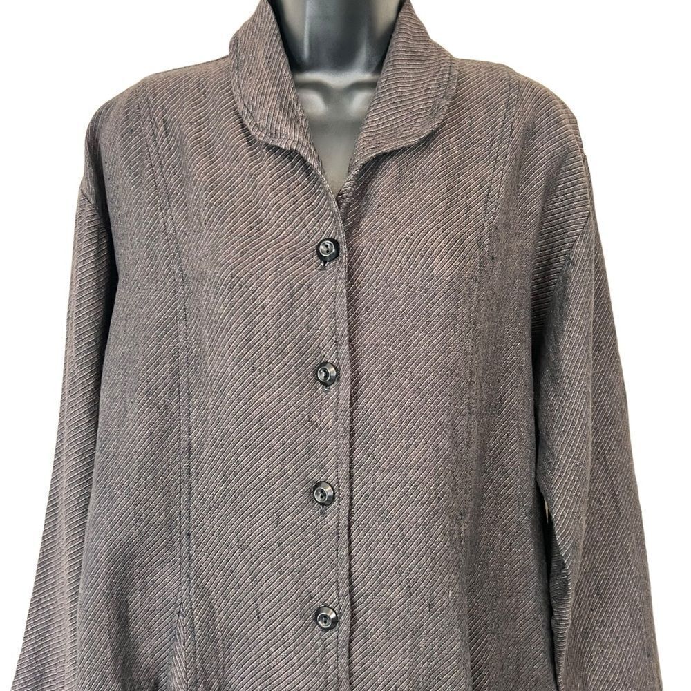 Flax by Jeanne Engelhart Linen Longline Striped Lagenlook Jacket - Picture 2 of 10